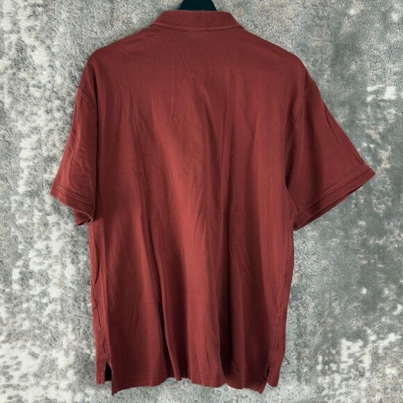 LL Bean Mens Size L 100% Pima Cotton Polo Shirt Orange Shirt Short Sleeve Button - Picture 3 of 7